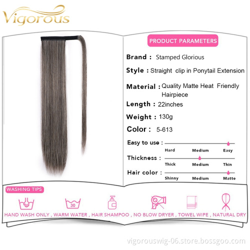 High Quality Best Clip In Ponytail Hot Sale Long Gray Straight For Women Tape In Natural Hair Extension Supplier